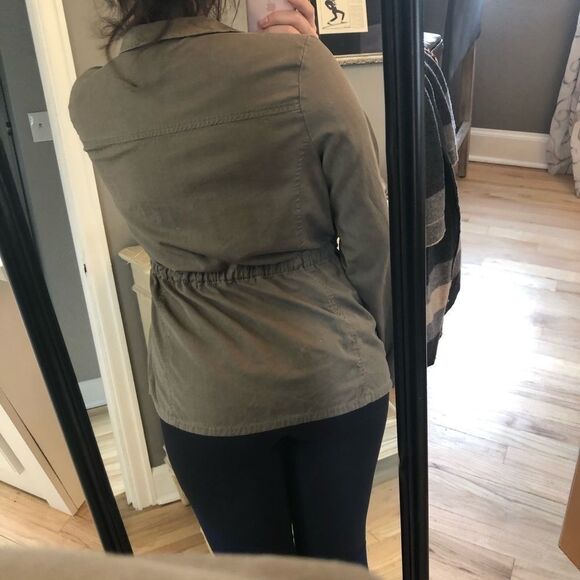 Caslon M Military Green Draped Utility Jacket - Picture 4 of 9